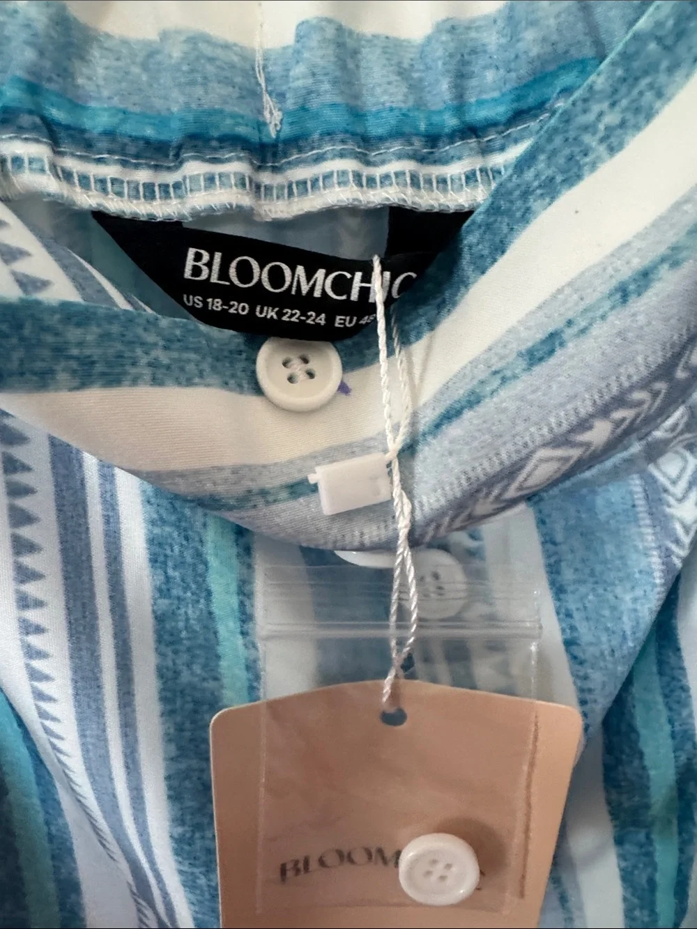 BloomChic Blue & White Striped Button-Front Dress - Picture 2 of 6